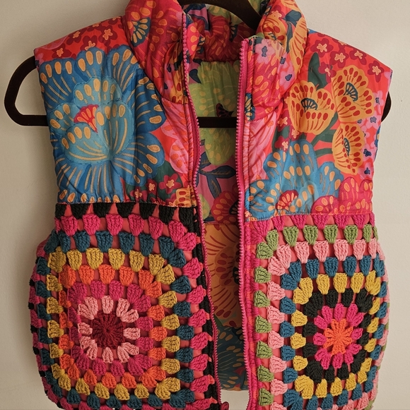 FARM Rio Jackets & Blazers - Colorful Crochet Patchwork Vest FARM Rio
